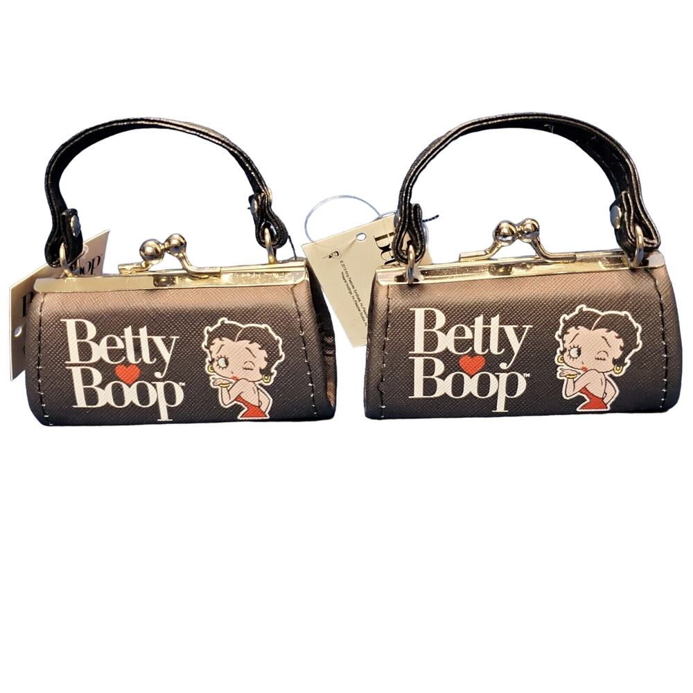 Betty Boop Faux Leather Kiss Lock 4 Inch Clasp Coin Purse 2 Pack Mini Size New